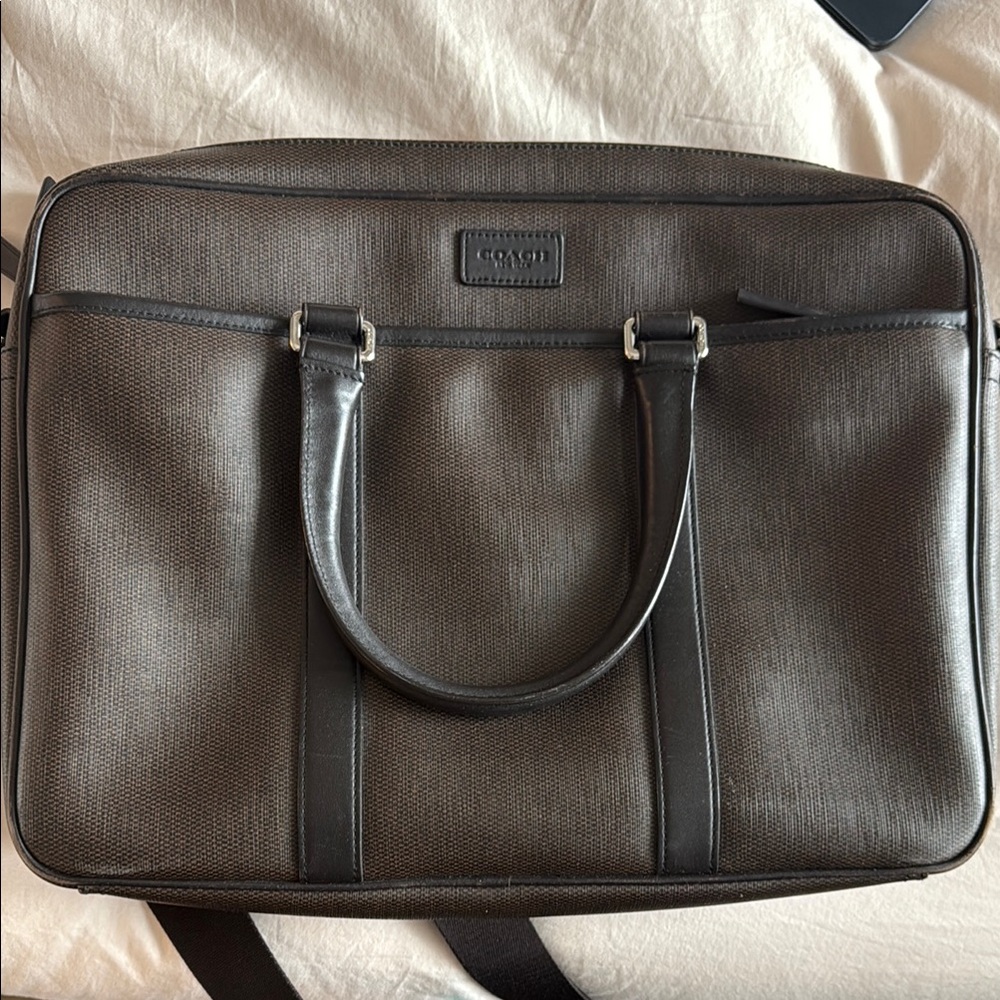 Coach Brown Leather Briefcase with Shoulder Strap